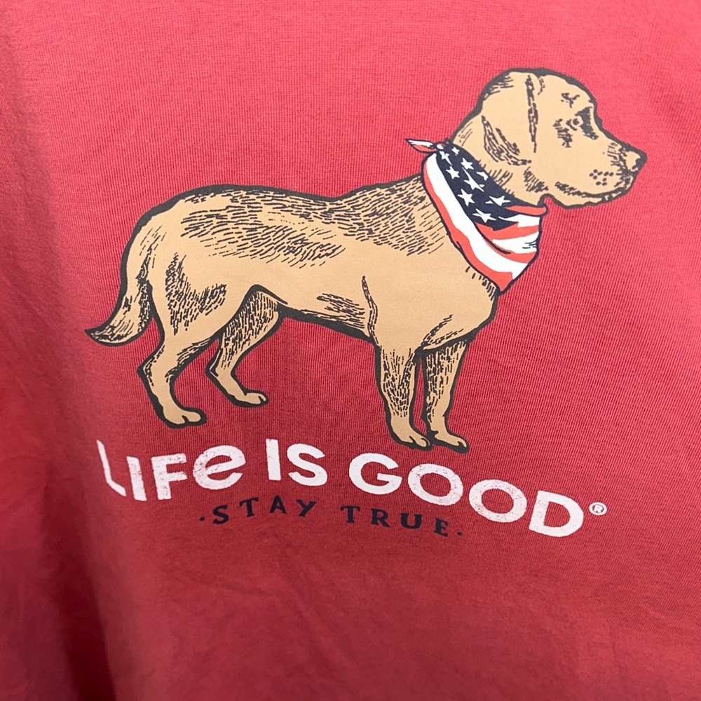 Life Is Good Coral Dog Graphic T-Shirt - Picture 2 of 7